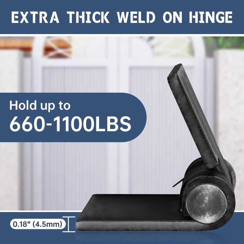 MOZCORN 3 Pcs Weld On Hinges Heavy Duty 4" x 4", Weldable Butt Hinges for Gates Garage Trailer Doors, Thickness 4.5mm, Load Up to 1000lbs - Image 4